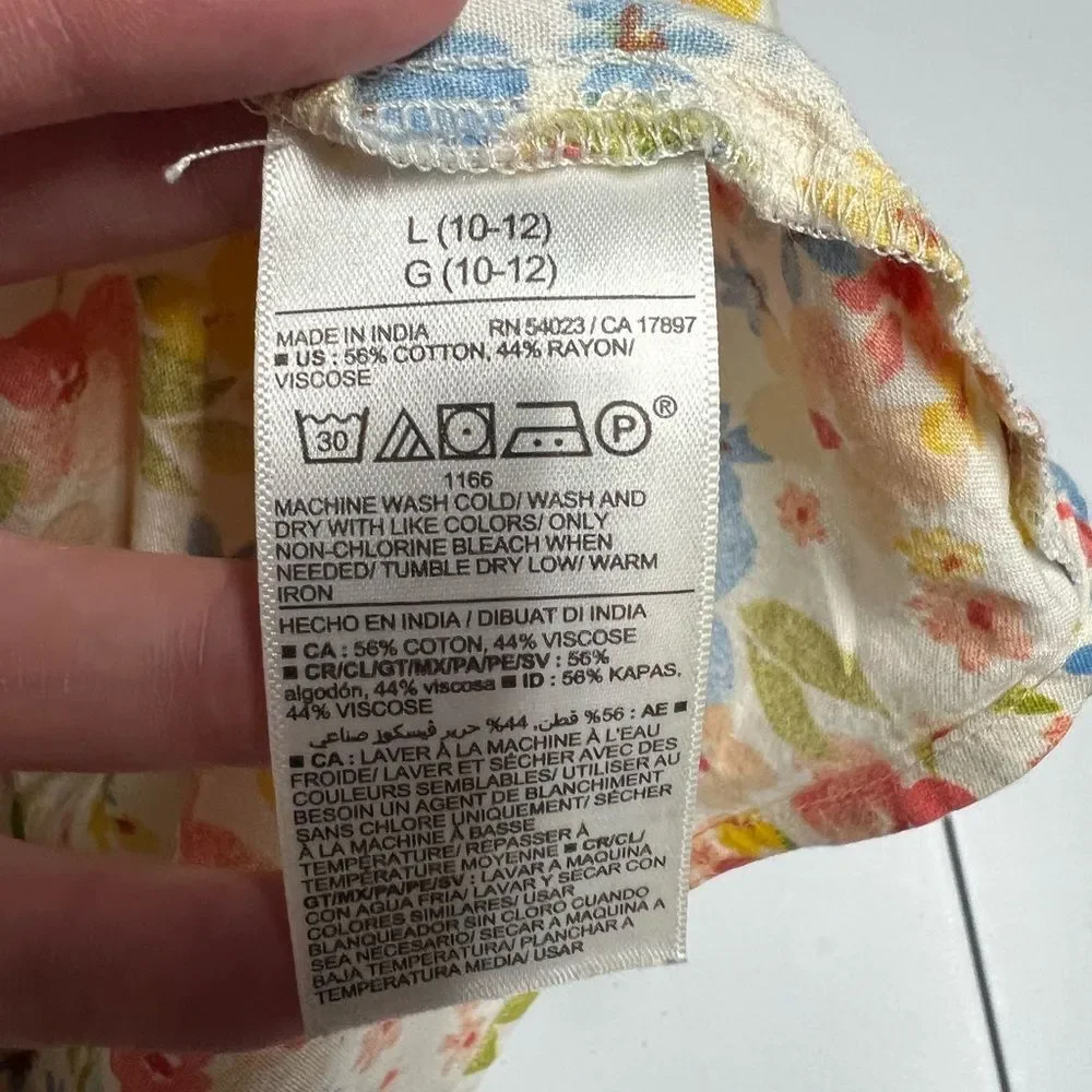 Old Navy Sleeveless Tiered Yellow Blue Floral Print Dress Girls Large 10/12